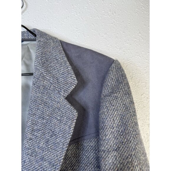 VTG Pendleton Blazer Men's 44 Wool Blue Gray USA 70s Western Yoke Elbow Patch - Picture 2 of 15